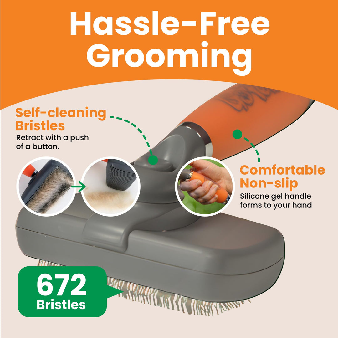 Self-Cleaning Slicker Brush for Dogs & Cats, Deshdding & Dematting Comb with Retractable Bristles for Easy Cleaning, Undercoat Grooming Tool, Non-Slip Handle, Detangler for Mats & Loose Pet Fur