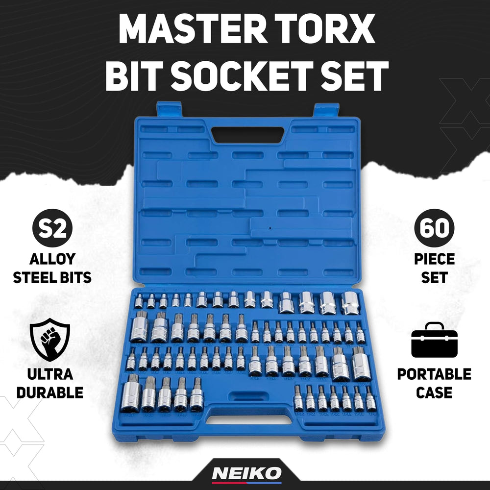 10083A Master Torx Bit Socket and External Torx Socket Set, S2 and CrV Steel, Supreme Torque Output Complete Kit, 60 Pieces