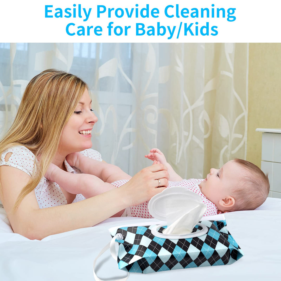 Baby Wipe Dispenser,Refillable Wipes Holder,Baby Wipes Container,Portable Wipes Dispenser Travel,Reusable Travel Wet Wipe Pouch (2PACK)