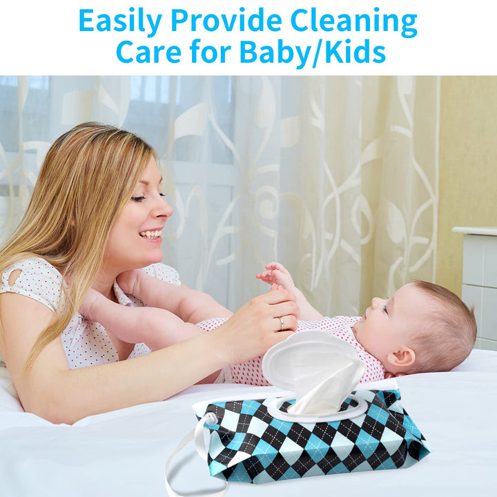 Baby Wipe Dispenser,Refillable Wipes Holder,Baby Wipes Container,Portable Wipes Dispenser Travel,Reusable Travel Wet Wipe Pouch (2PACK)