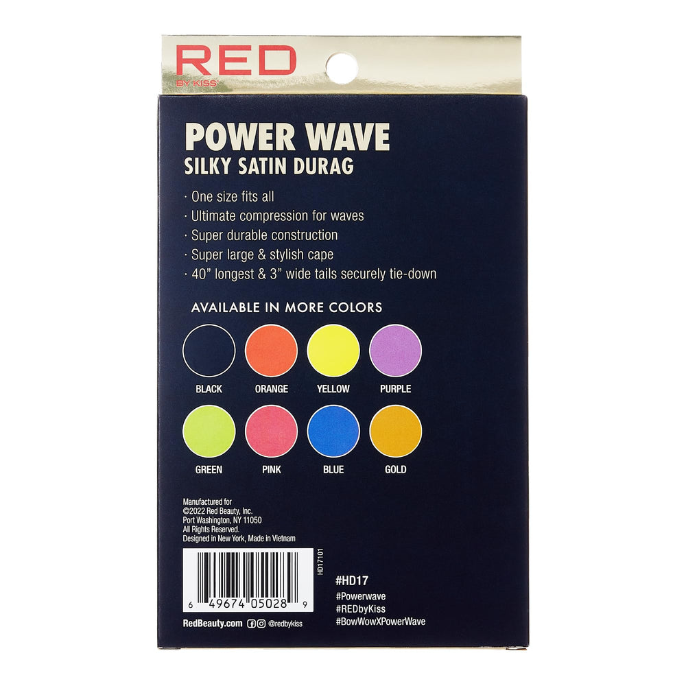 RED Power Wave Silky Satin Durag Extra Long Tails