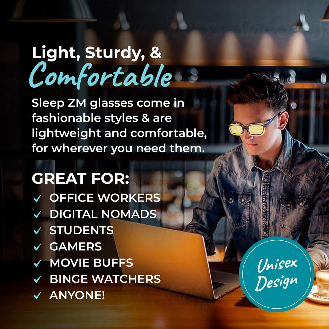 Clip On 87% Yellow Blue Light Glasses for Computer, TV, Gaming Use Improve Sleep Quality by Naturally Producing Melatonin for Women and Men