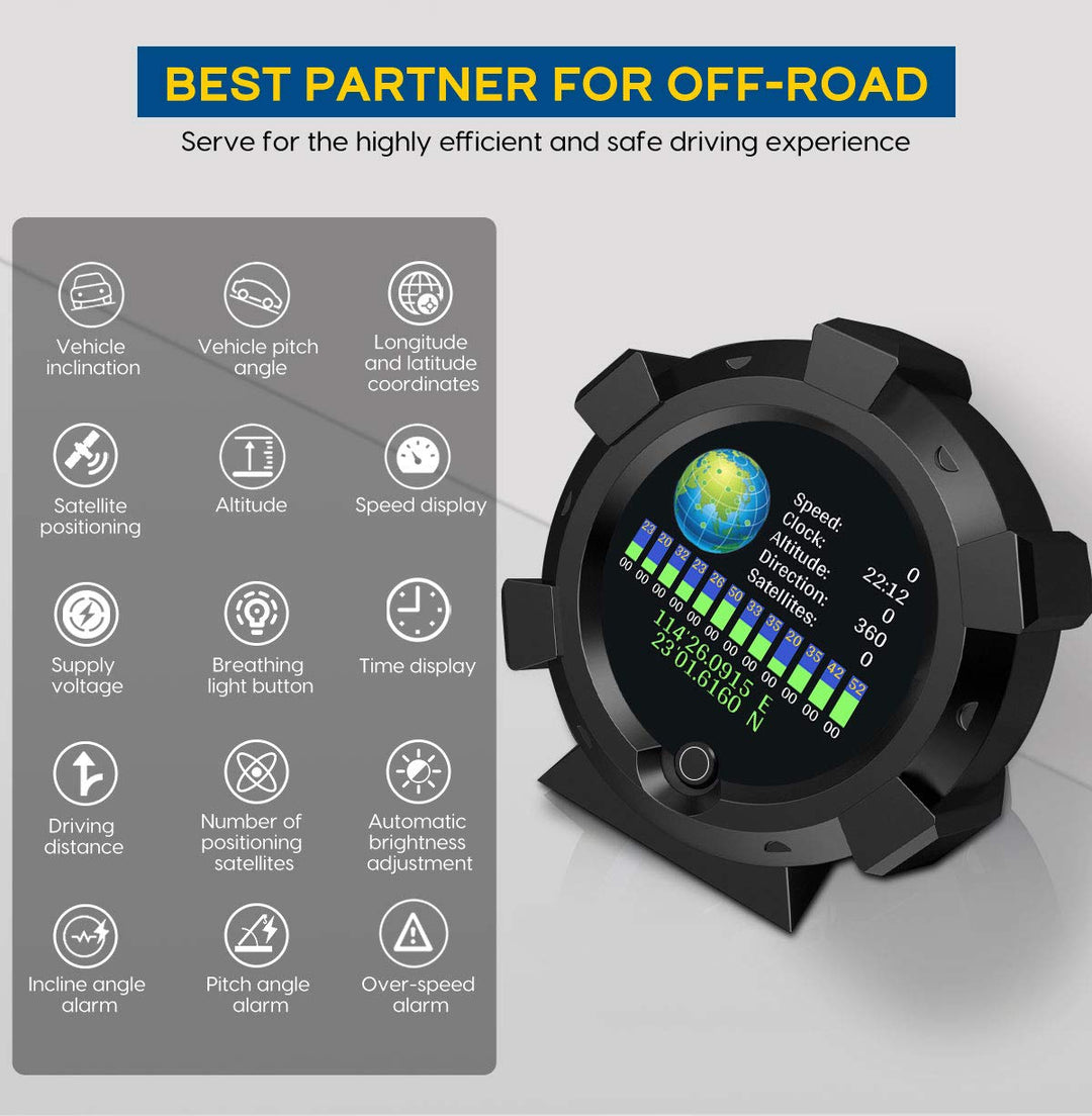 ourantools X95 GPS Speed Slope Meter, Digital Inclinometer Level & Angle Gauge, Head Up Display Speedometer, Bevel Tilt Gauges with Multifunctional Function for All DC5-28V Cars