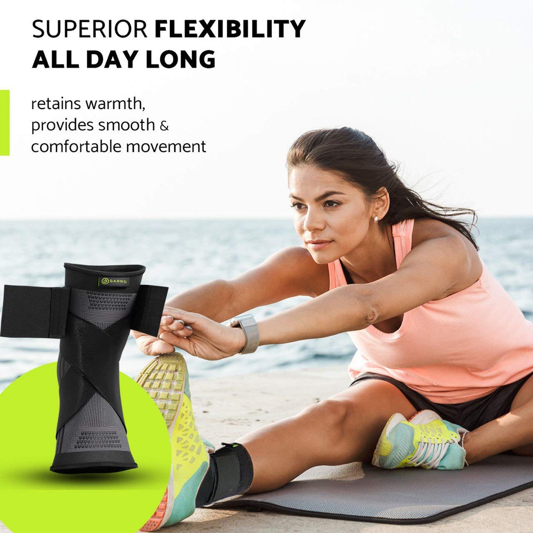 Ankle Brace Compression Sleeve with Adjustable Straps, Arch Support & Foot Stabilizer, Elastic Wrap for Plantar Fasciitis, Achilles Tendonitis Recovery, Sports Bandage Sock; Men, Women