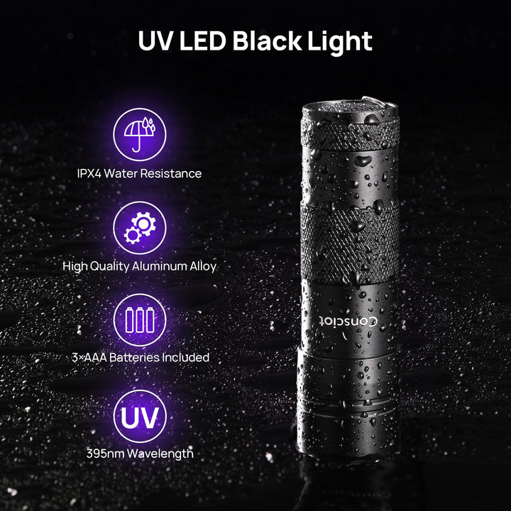 UV Flashlight Black Light, 12 LED 395nm Ultraviolet Blacklight, Portable Mini Torch Light Pet Urine Detector for Dog/Cat Urine, Dry Stains, Bed Bug, Matching with Pet Odor Eliminator