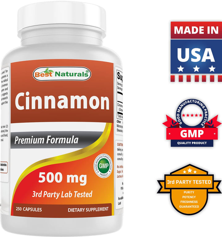 Cinnamon 500 mg 250 Capsules (250 Count (Pack of 1))