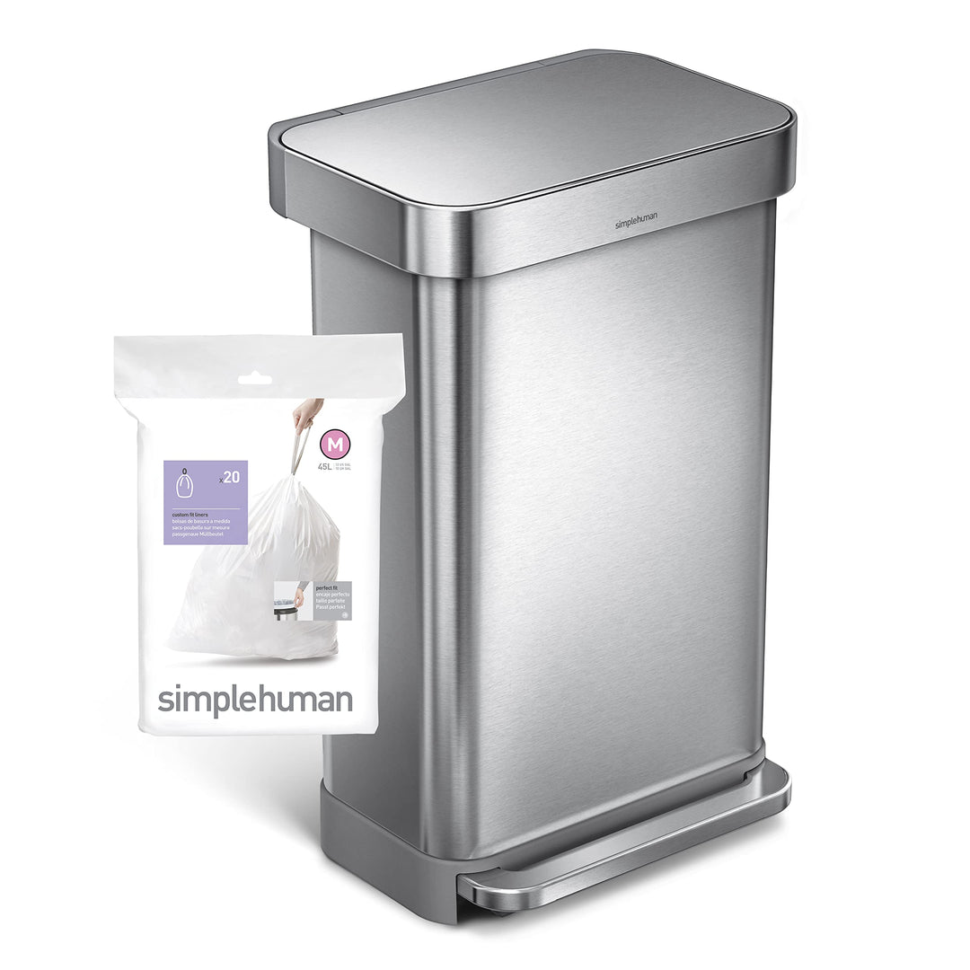 Code M Custom Fit Drawstring Trash Bags in Dispenser Packs, 100 Count, 45 Liter / 11.9 Gallon, White