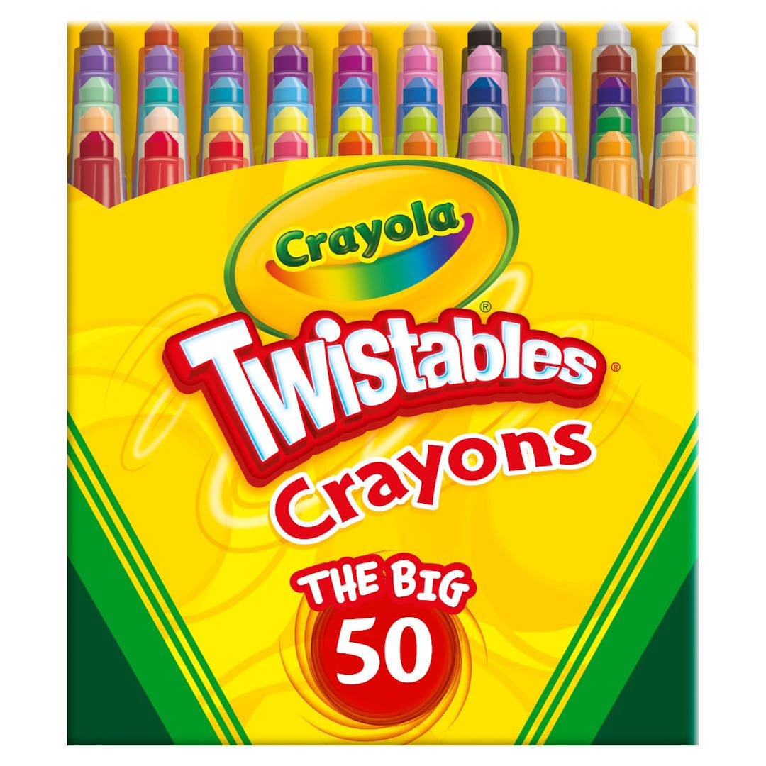 Mini Twistables Crayons (50ct), Crayons for Kids, Arts & Crafts Supplies, Toddler Crayons for Coloring Books, Stocking Stuffers
