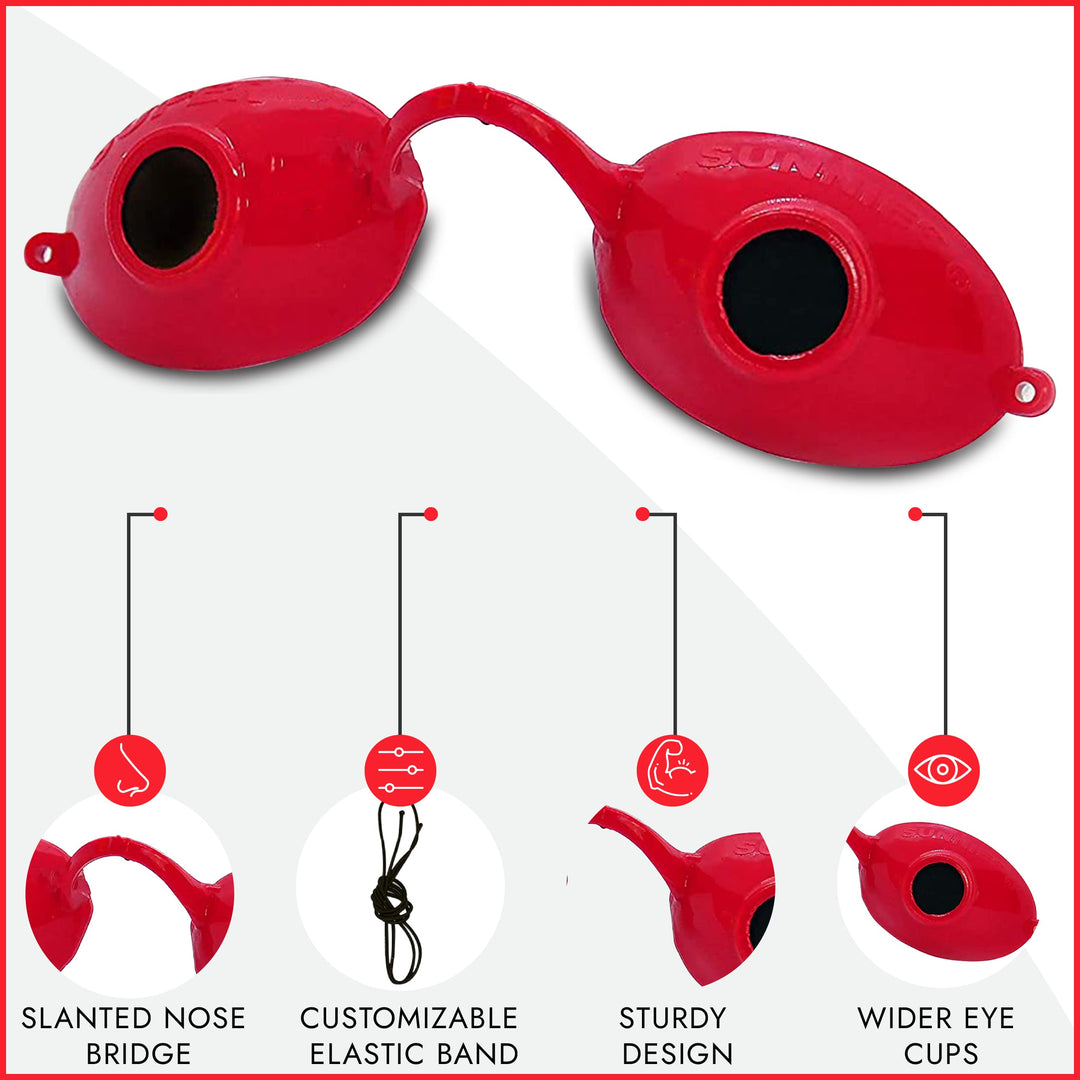 UV Eye Protection, FDA Compliant Individual Tanning Bed Goggles Eyeshields, Glasses, With a Clear Case/Box (Red)