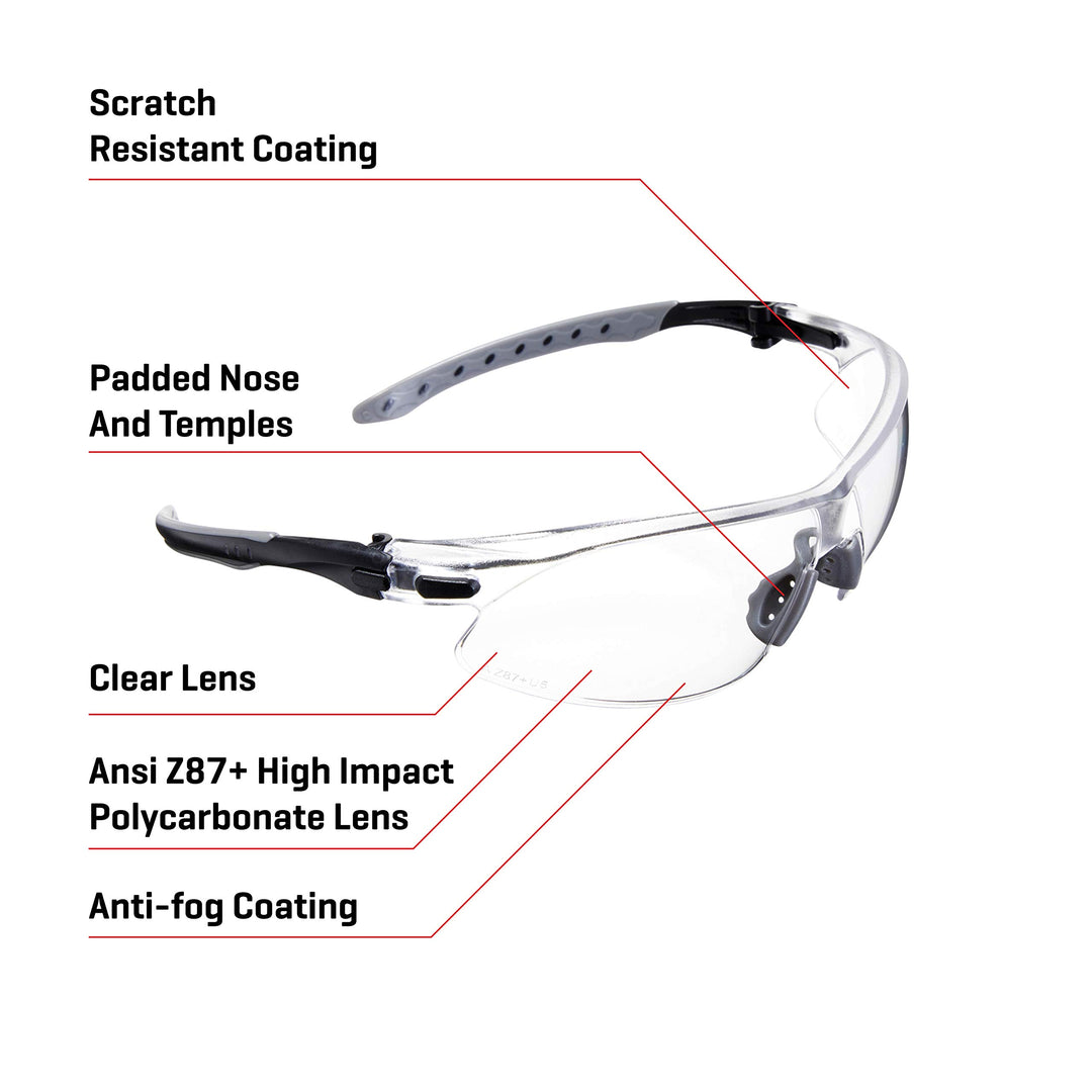 Keen Shooting Safety Glasses - Eye Protection for Men and Women - Black and Gray - ANSI Z87.1+ and CE Rated - Clear Lenses / Yellow Lenses