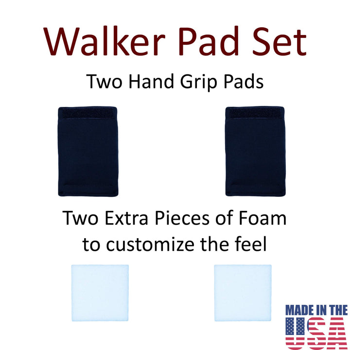 Black Walker Padded Hand Grip Covers Made in USA Moisture Wicking, Antibacterial, Comfort, Fashion, Washable Orthopedic Products Accessories