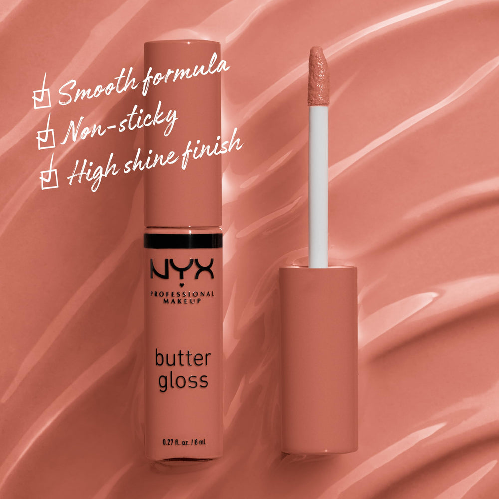 PROFESSIONAL MAKEUP Butter Gloss Brown Sugar, Non-Stick Lip Gloss - Sugar High (Peachy Light Nude)