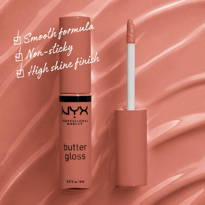 PROFESSIONAL MAKEUP Butter Gloss Brown Sugar, Non-Stick Lip Gloss - Sugar High (Peachy Light Nude)