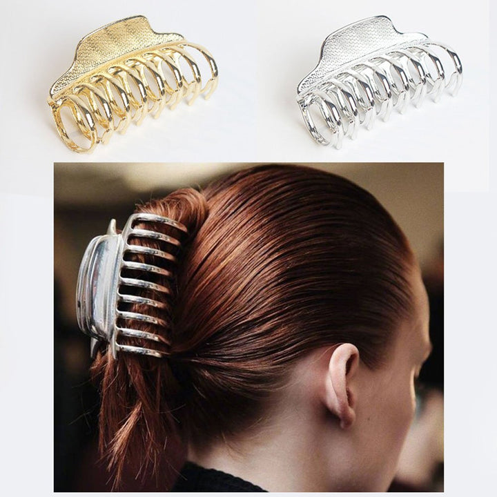 Women Lady Vintage Metal Claw Hair Clip Bath Shark Chuck Top Clip Hair Accessories for Thick Hair (Gold)
