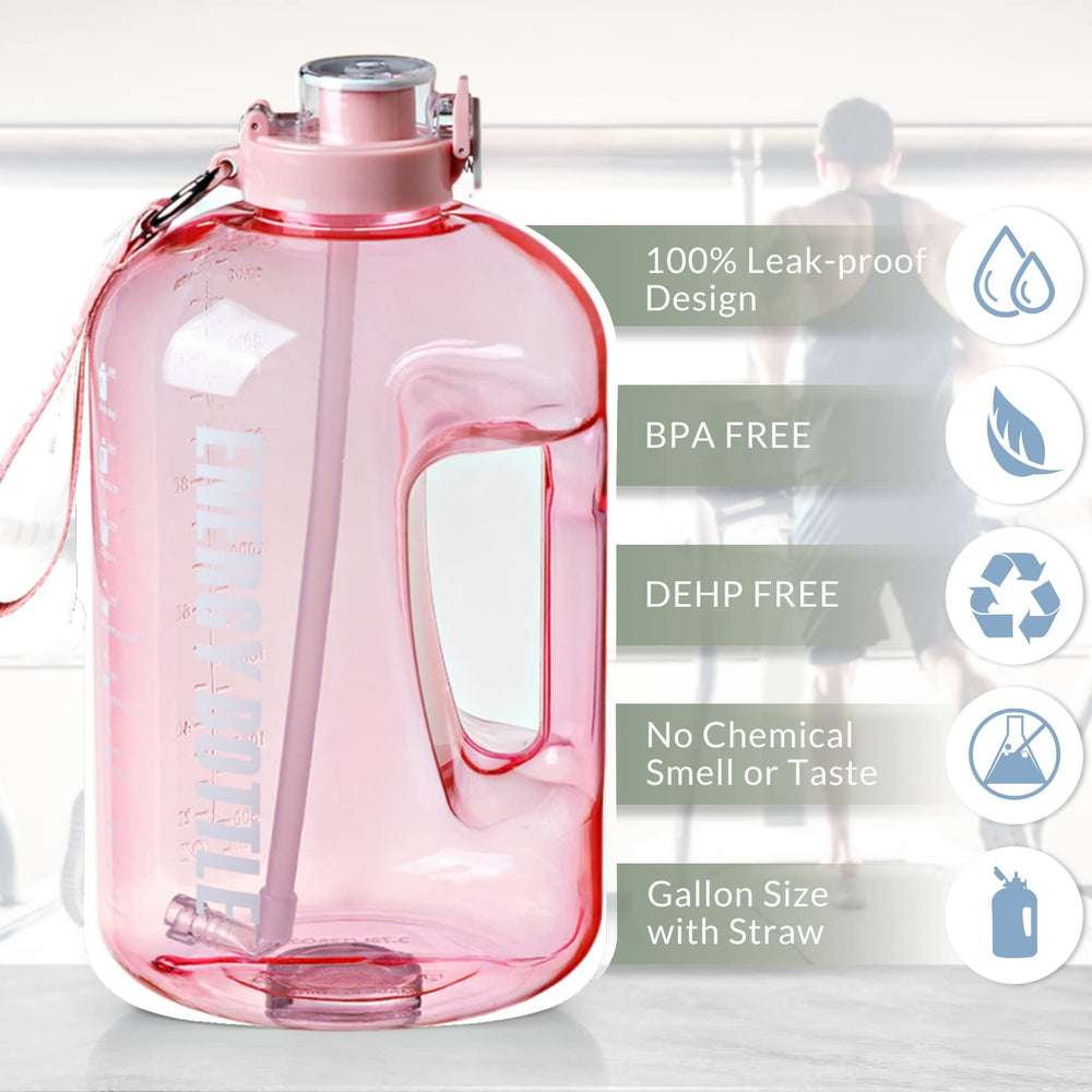 Bottled Joy Sports Water Bottle (50OZ/85OZ/1GALLON) Plastic Large Outdoor Water Tank Camping Portable Travel Drinking Plastic Water Bottle (85OZ/2.5L, Pink)