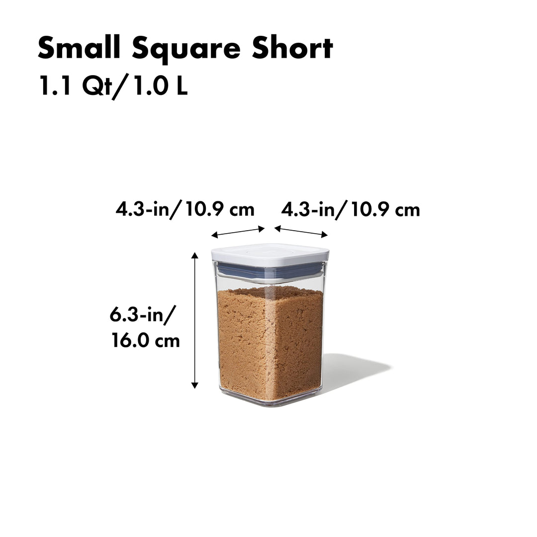 Good Grips POP Container - Airtight Food Storage - Small Square Short 1.1 Qt Ideal for 1 lb of brown sugar or confectioner's sugar