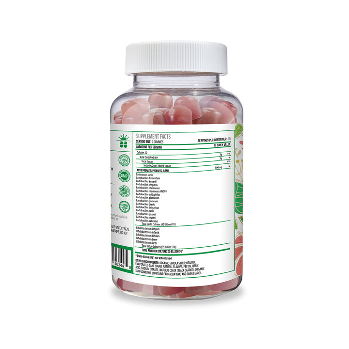 Prenatal Probiotic Maximum Strength with 75 Billion CFU and 20 Strains, Immunity and Gut Support, Zero Nausea Formula - Made in The USA, 60 Gummies, Strawberry Flavor