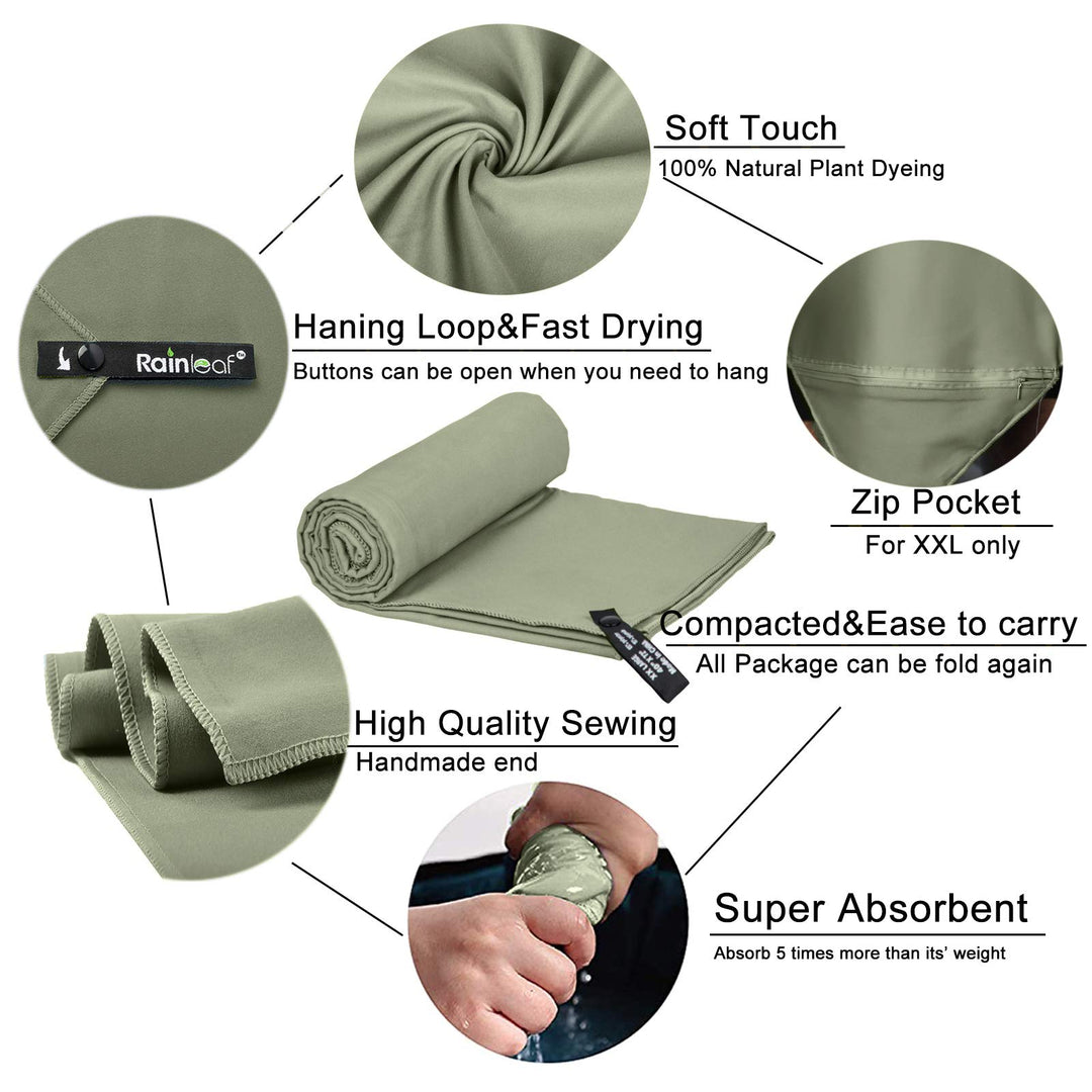 Microfiber Towel Perfect Travel & Gym & Camping Towel. Quick Dry - Super Absorbent - Ultra Compact - Lightweight. Suitable for Trip, Beach, Shower, Backpacking, Pool