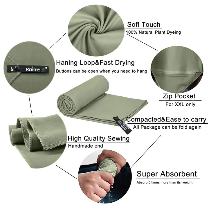 Microfiber Towel Perfect Travel & Gym & Camping Towel. Quick Dry - Super Absorbent - Ultra Compact - Lightweight. Suitable for Trip, Beach, Shower, Backpacking, Pool