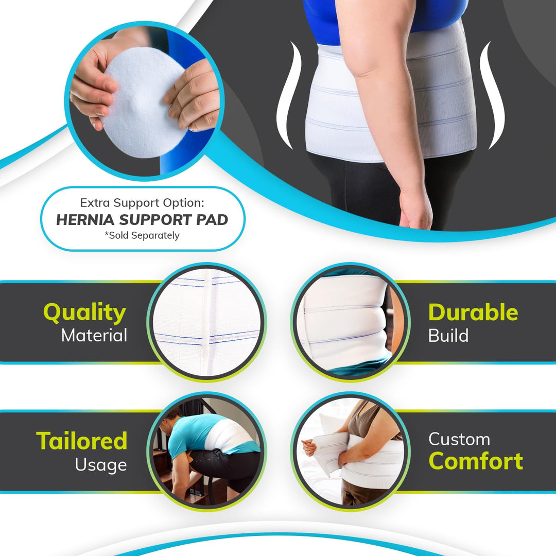 Medical Abdominal Stomach Binder - Belly Band Compression for Diastasis Recti, Postpartum, Post-Surgical Wrap for Tummy Tuck Recovery, Post op Abdominal Binder for Women and Men (XL 12)
