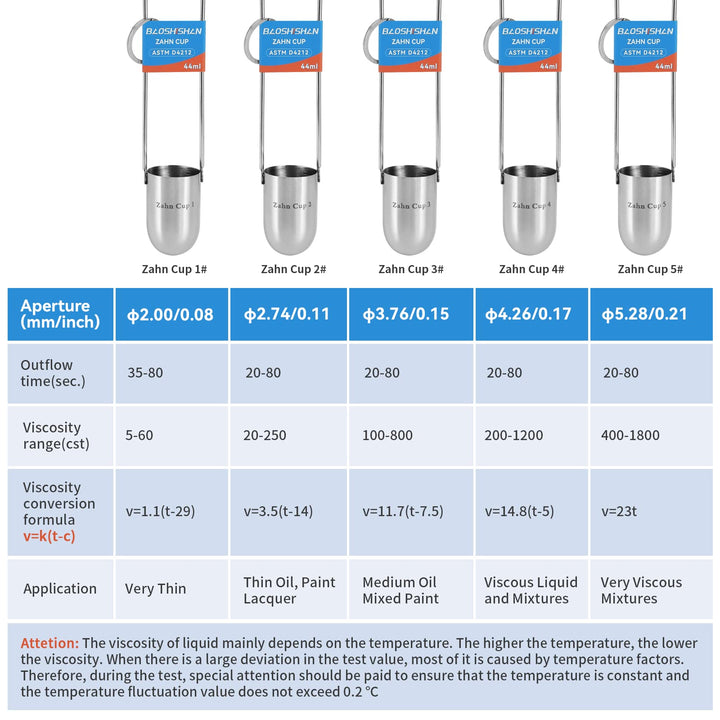 NO.4 Zahn Cup Viscosity Cup #4 Dip Type 44ml Stainless Steel Viscometer Flow Cup for Paint Finishes Oil