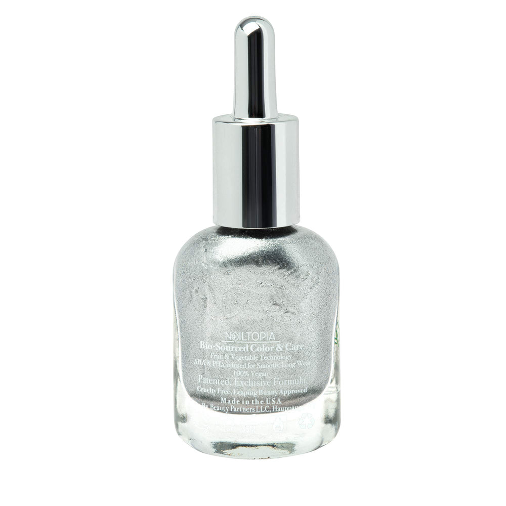 - Plant-Based Chip Free Nail Lacquer - Non Toxic, Bio-Sourced, Long-Lasting, Strengthening Polish - Dynasty (Shimmer Silver) - 0.41oz