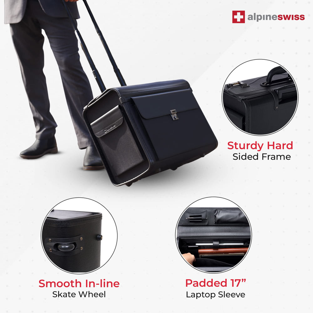 Rolling 17 Laptop Briefcase on Wheels Attache Lawyers Case Legal Size