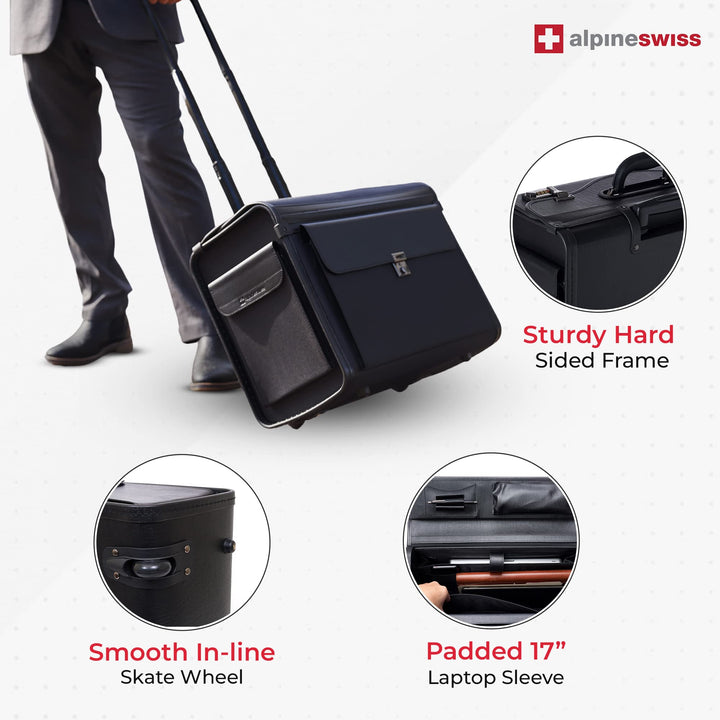 Rolling 17 Laptop Briefcase on Wheels Attache Lawyers Case Legal Size