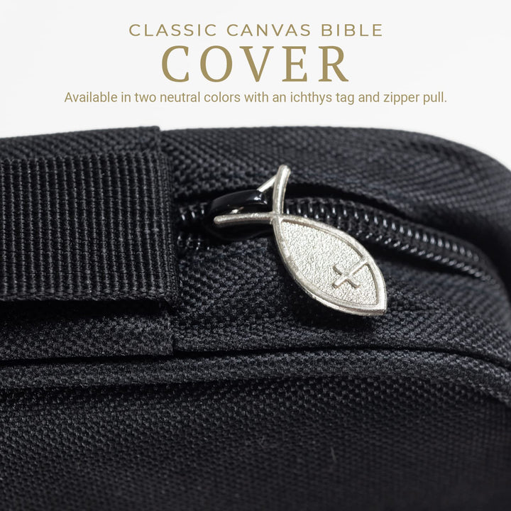 , Canvas Bible Case - Black Bible Cover for Men and Women - for Compact, X-Large and XX-Large Books