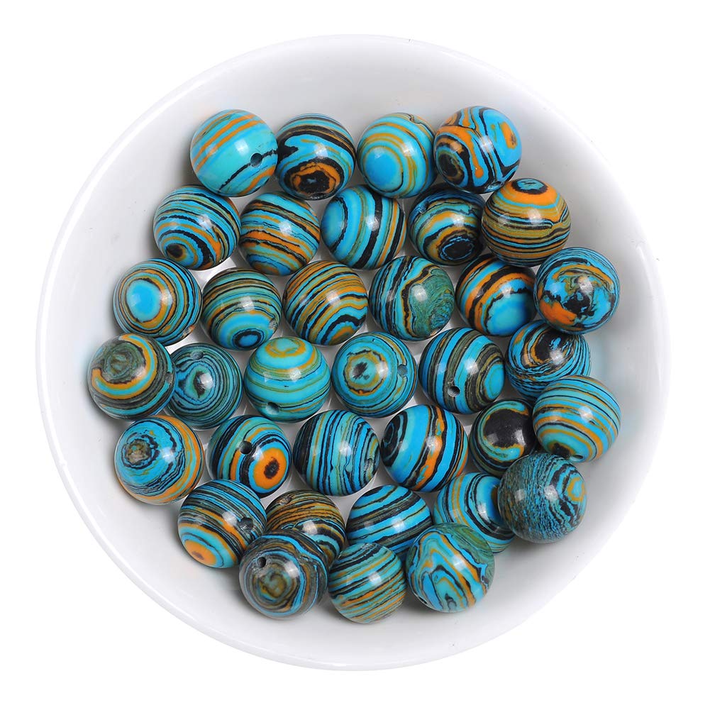 Natural Stone Beads 8mm Blue Malachite Gemstone Round Loose Beads Crystal Energy Stone Healing Power for Jewelry Making DIY,1 Strand 15