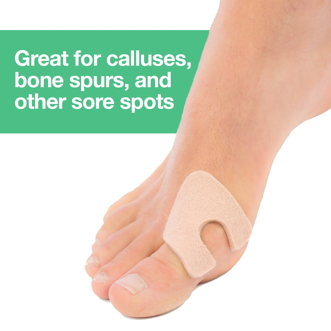 U-Shaped Felt Callus Pads | Protect Calluses from Rubbing on Shoes | Reduce Foot and Heel Pain | Pack of 24 | 1/8” Self-Stick Pedi Cushions
