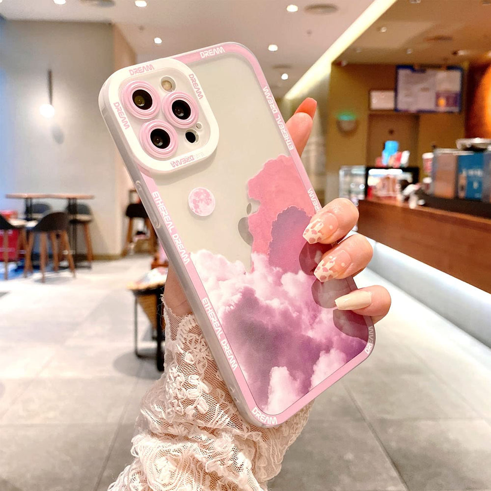 Compatible for iPhone 12 Pro Max Case, Snow Mountain Moon Night Lovely Phone Case, Soft TPU Shockproof Camera Lens Protective Cute Case for iPhone 12 pro max for Women Girls - Blue