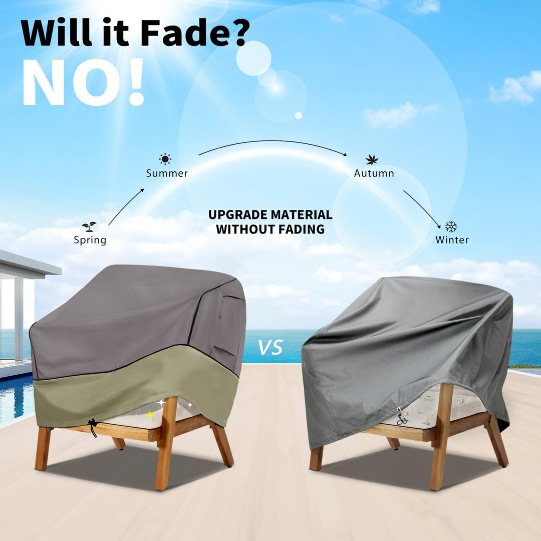 Outdoor Chair Covers Waterproof 31.5W x 33.5D x 36H inches 2pack, Heavy Duty Patio Furniture Covers for Outside Grey