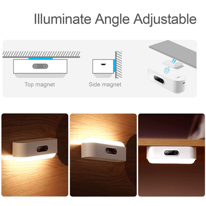 Upgraded 3W Touch Lights, 5 Colors Adjustable, Dimmable Tap Lights, 2000mAh Rechargeable Battery, Magnet Stick on Lights for Closet, Cabinet, Bedroom, Wall, Reading, 2700K-6500K, 2 Pack