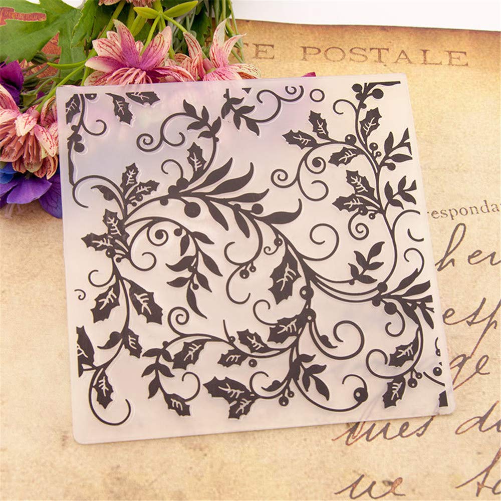 Christmas Berry Beans Branch Leaves Background Plastic Embossing Folders for Card Making Scrapbooking or Paper Crafts