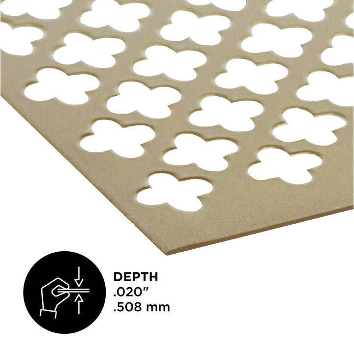 56016 Aluminum Cloverleaf Sheet - for Interior/Exterior Design, Stylish, Lightweight, Corrosion-Resistant, Easy to Mold and Trim (12 in. x 24 in. x .020 in.) (Brass)