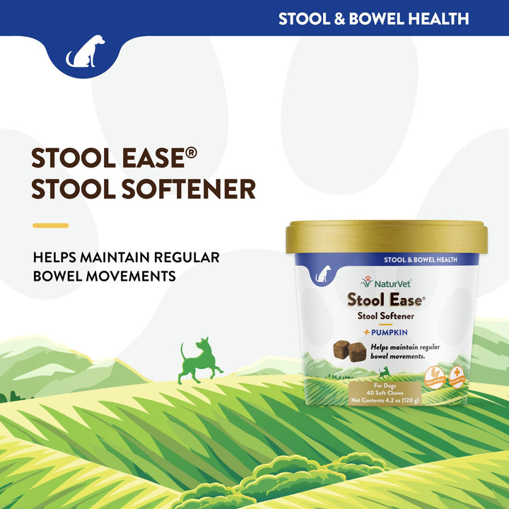 – Stool Ease for Dogs – 40 Soft Chews – Helps Maintain Regular Bowel Movements – Enhanced with Sugar Beet Pulp, Flaxseed & Psyllium Husk – 40 Day Supply