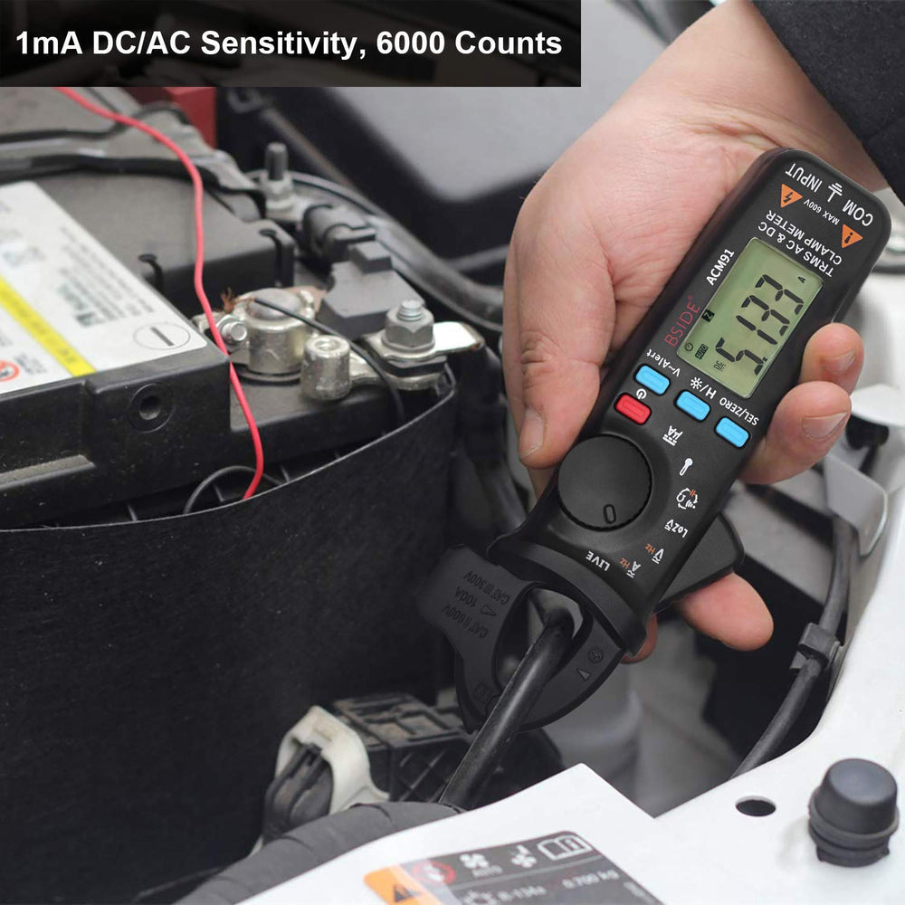 ACM91 Digital Clamp Meter 1mA AC/DC Current True RMS Auto-Ranging 6000 Counts Meter Hz Temperature Capacitance Live Check V-Alert Low Impedance Voltage Tester
