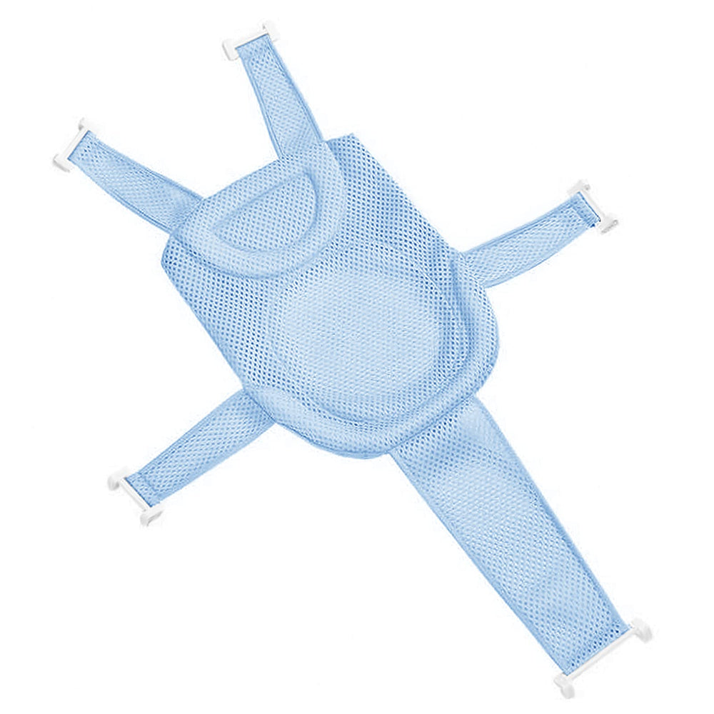 Cute Baby Bather Newborn Bath Tub Sling Pad Adjustable Bathtub Shower Mesh Non-Slip Infant Bath Support Seat Net 0-12 Month (Blue)