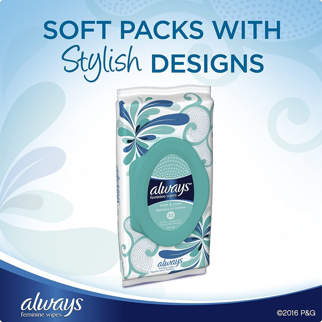 32 Piece Feminine Wipes, Fresh & Clean Scent, 0.498 Pound