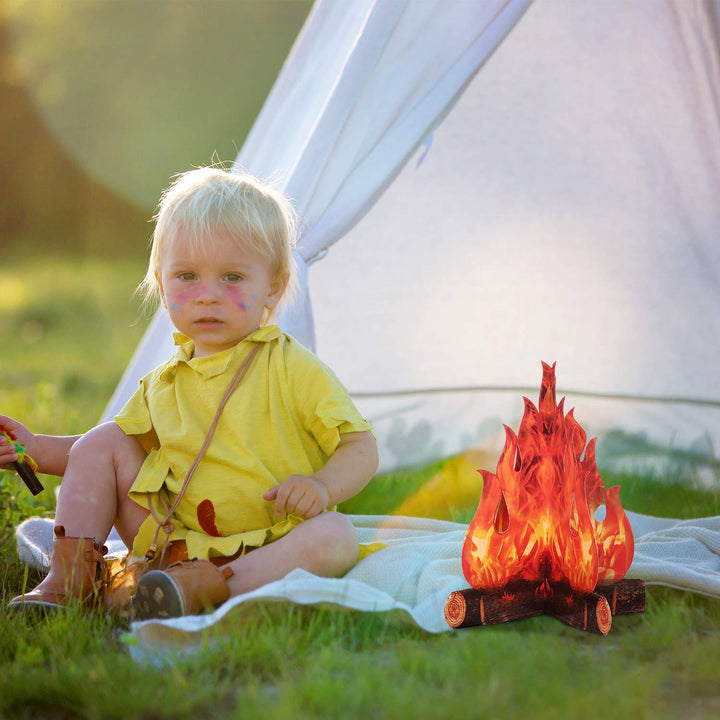 3D Decorative Cardboard Campfire Centerpiece Artificial Fire Fake Flame Paper Party Decorative Flame Torch (2 Set)