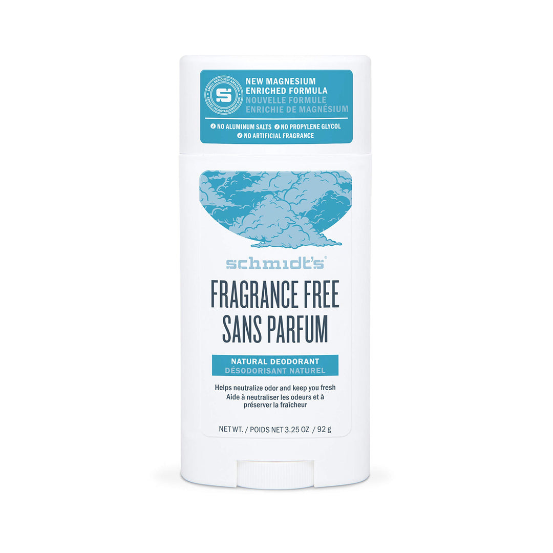 Schmidt's Aluminum Free Natural Deodorant for Women and Men, Fragrance Free 24 Hour Odor Protection, Certified Cruelty Free, Vegan Deodorant, 3.25 oz