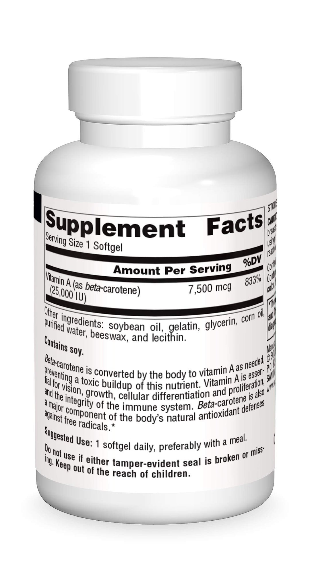 Beta Carotene 25000 iu Antioxidant Protection - Converted By Body To Vitamin A - 100 Softgels