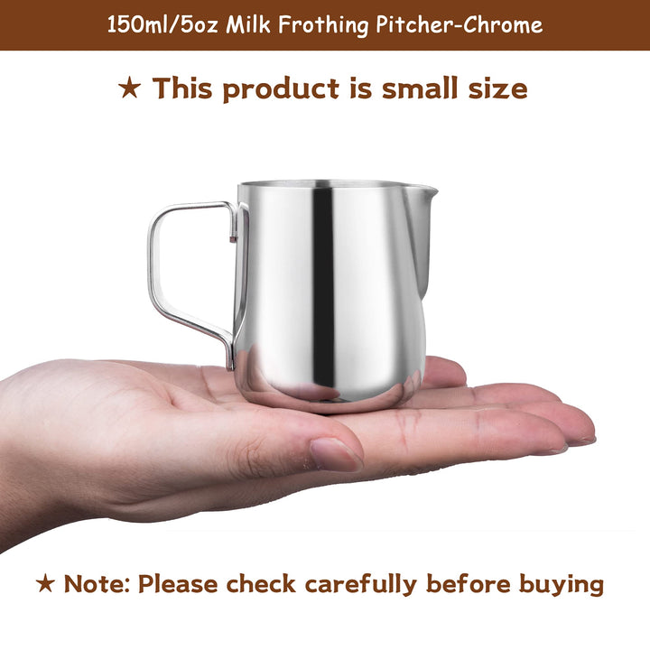 Espresso Milk Frothing Pitcher Stainless Steel 150ml/5oz Frothing Pitcher Espresso Coffee Barista Craft Latte Cappuccino Milk Creamer Frother Jug