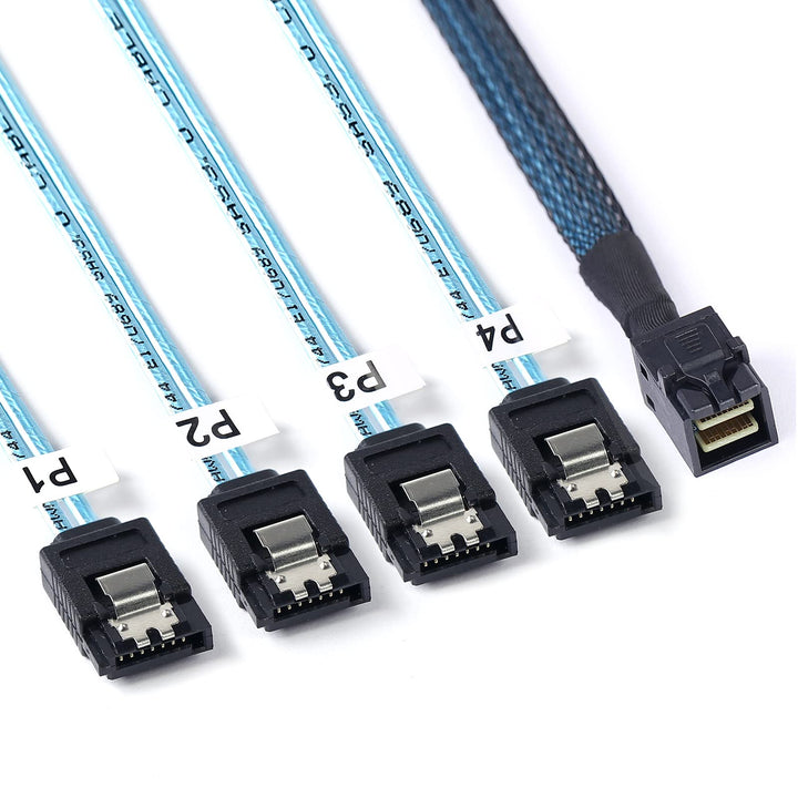 SFF-8643 to SATA:0.5M Mini SAS to SATA Cable Mini SAS Breakout Cable SFF 8643 to SATA Mini SAS HD to SATA SAS to 4X SATA Breakout Cable (1.6FT)