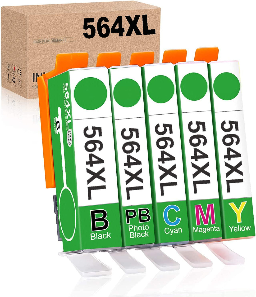 Compatible Ink Cartridge Replacement for HP 564 564XL for HP Photosmart 7510 7520 7525 6520 5520 6510 5510 7515 B8550 C6380 Premium C309a C410a Officejet 4620 4622 Deskjet 3520 3521 3522 (5-Pack)
