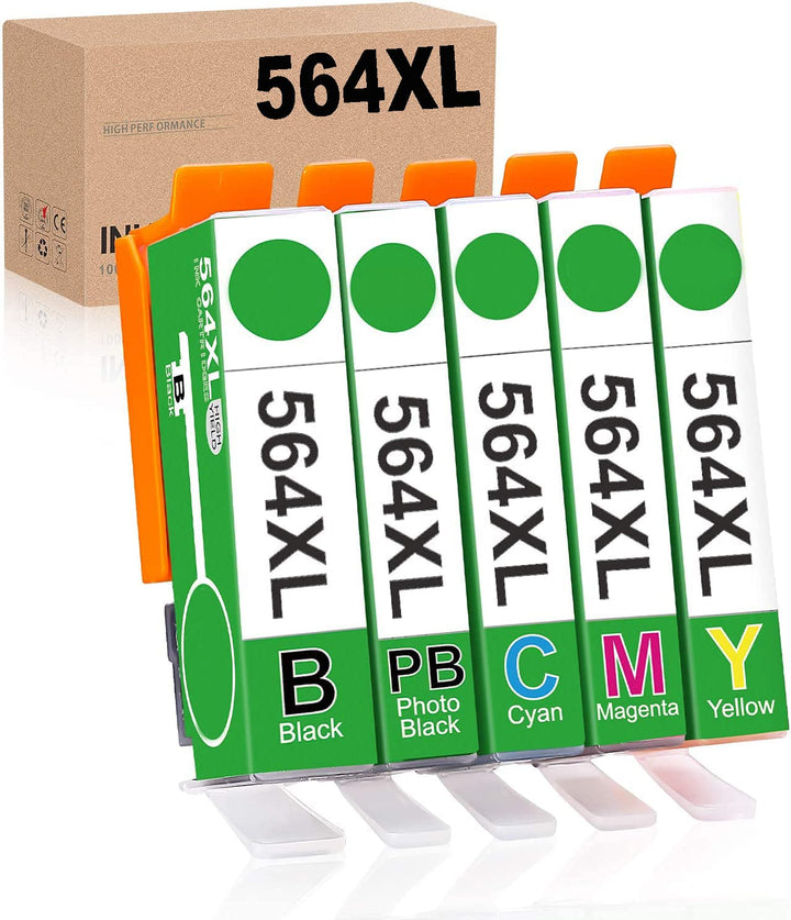 Compatible Ink Cartridge Replacement for HP 564 564XL for HP Photosmart 7510 7520 7525 6520 5520 6510 5510 7515 B8550 C6380 Premium C309a C410a Officejet 4620 4622 Deskjet 3520 3521 3522 (5-Pack)