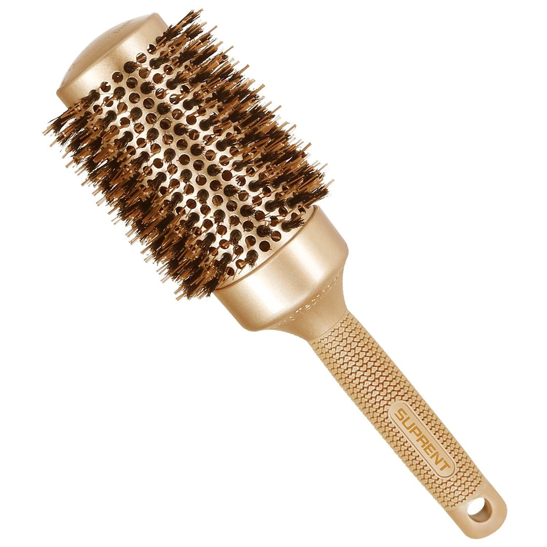 Round Brush Round Brush with Natural Boar Bristles,Nano Thermic Ceramic Coating & Ionic Roller Hairbrush for Blow Drying, Curling&Straightening, Volume&Shine (3.3 & Barrel 2)1