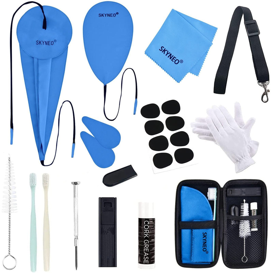 Saxophone Cleaning kit, Clarinet Cleaning Kit with Maintenance Kit,Cork Grease,Swab,Strap,Cleaning Cloth,Thumb Rest,Reed Case,Mouthpiece Brush and More