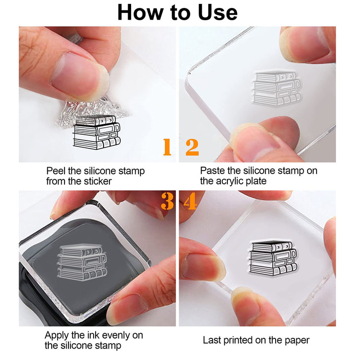 Animals and Books Silicone Clear Stamps with Coffee Cups Shape for Card Making DIY Scrapbooking Photo Album Decoration Paper Craft,6.3x4.3 Inches